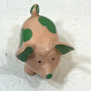 VTG Ceramic Cute Little Pig Figurine Hand Painted 2.25"x1.5"